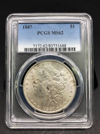 1887 Morgan Silver Dollar Slabbed MS-62 PCGS