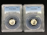 2 PCGS Certified MS-65 Roosevelt Dimes 1953-S