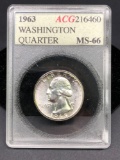 1963 Washington Silver Quarter Vintage Slabbed