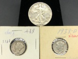 Walking Liberty Half Dollar, Mercury Dimes 90% Silver