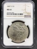 1887-S Morgan Silver Dollar Slabbed MS-61