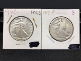 1917-P, 1942 Standing Liberty Half Dollars, 2 Units