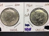 1964-D Kennedy Half Dollars, 2 Units