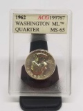 1962 ACG MS65 Washington Quarter Slabed