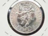 1968 Silver 25 Pesos Mexico Olympics