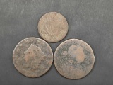 1912 V Nickel, 1796-1807, 1816-1835 Large 1 Cent Coins 3 Units