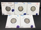 1897-S, 1903-P, 1908-D, 1914-D, 1916-S Barber Dimes, 5 Units