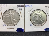 1937-D, 1944-P Standing Liberty Half Dollars, 2 Units