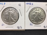 1942-P, 1942-S Standing Liberty Half Dollars, 2 Units