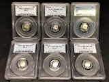 Slabbed Silver Dimes, 6 Units