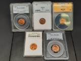 Slabbed Red Pennies, 5 Units