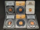 Slabbed Red Pennies, 6 Units