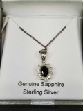 Genuine Sapphire Sterling Silver Necklace