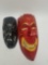 Pair of Vintage Wood Carved Painted Mask