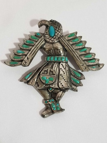 Native American Dancer Turquoise Silver