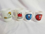1958 Fire King 1969 Avon Snoopy Charlie Brown Cups 4 Units