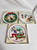 Disney 1980 1981 1982 Christmas Plate in Box 3 Units