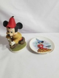 Vintage Disney Mickey Porcelain Figure Plate 2 Units