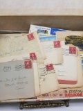 Box Vintage Postcards Stamps Letters