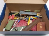 Box of Vintage Items Shakespeare Pencil Rulers