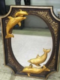 Framed Wood Dolphins over Mirror