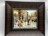 David Karp Signed Framed Enamal on Porcelain