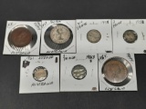 Foreign Coin Lot, 7 Units, Australian Penny 1921, 1958 Florin, 1958 6 Pence, 3 Pence, more