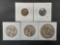 5 Coin Lot 2 Kennedy Modern Half Dollars, 1971 Ike Dollar + Steel Wheat Pennies