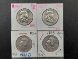 1963-P x2, 1963-D, 1963 Benjamin Franklin Half Dollars 4 Units