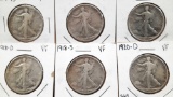 1917-D, 1918-P, 1918-S, 1918-D, 1920-D Walking Liberty Half Dollars 6 Units