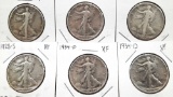 1920-S, 1923-S, 1927-S, 1928-S, 1934-P, 1934-D Walking Liberty Half Dollars 6 Units
