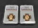 James Madison & Thomas Jefferson 2007-S PF69 Ultra Cameo Dollar Coins Slabbed 2 Units