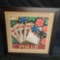 Mollie B Poker Playing Cards Chips Signed & Framed Artwork, 25in Tall