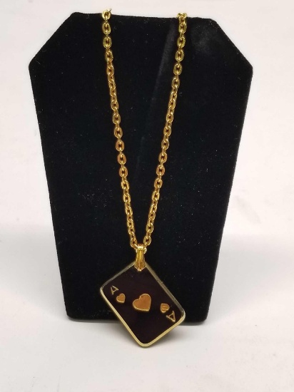 Gold Plated Ace of Hearts Necklace Pendant