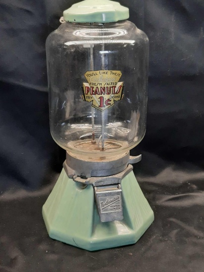 Antique Northwestern Salted Peanuts Porcelain Gumball Machine 16in Tall