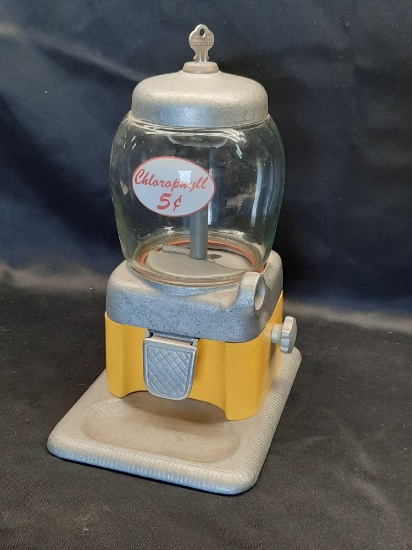 Chlorophyll Antique Gumball Machine 13in Tall