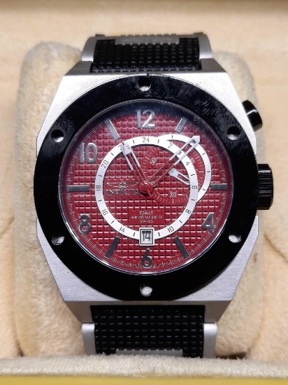 Invicta Swiss Watch 5839 Mens I-Force GMT Black Textured Dial Black Nylon