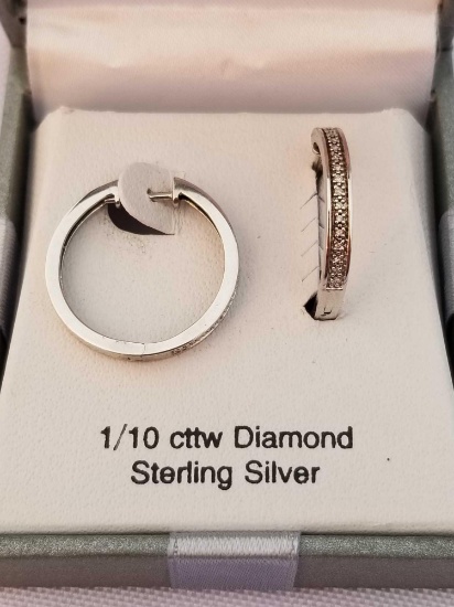 1/10 Carat Diamond Sterling Silver Earrings