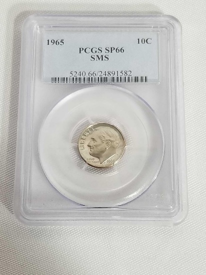 1965 PCGS SP66 SMS Dime Graded