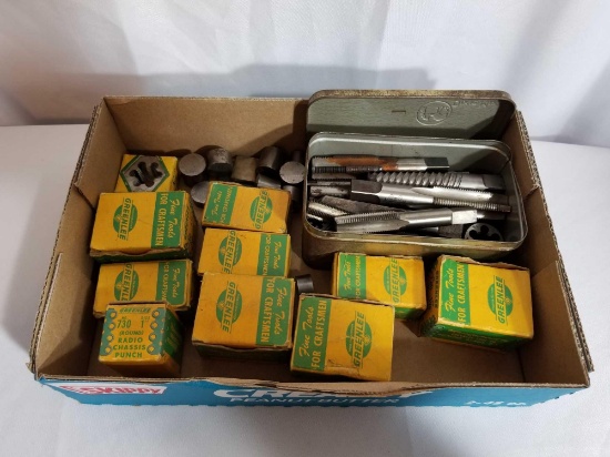 Box Lot Greenlee Radio Chassis Punch Taps Dies
