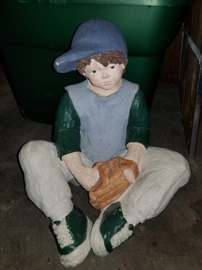 Vintage Chalk Painted Boy Baseball Player