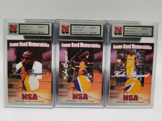 Kobe Bryant Game Used Jersey Card 3 Units