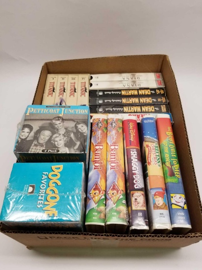 Box of VHS tapes