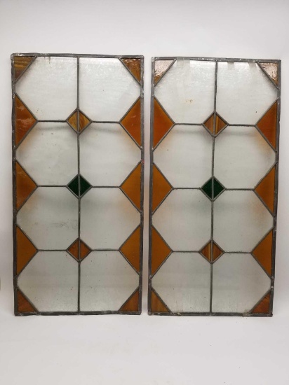 Vintage Lead Stain Glass Windows 2 Units