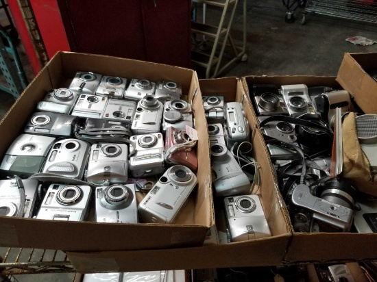 Box Full of Sony Kodak Canon Cameras 5 Units