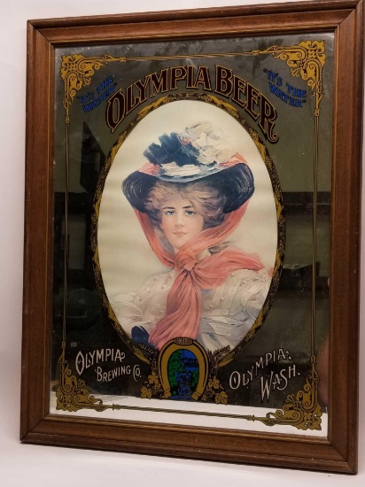 Olympia Beer Framed Bar Mirror