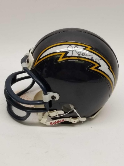 Chargers Mini Helmet Signed says Junior Seau