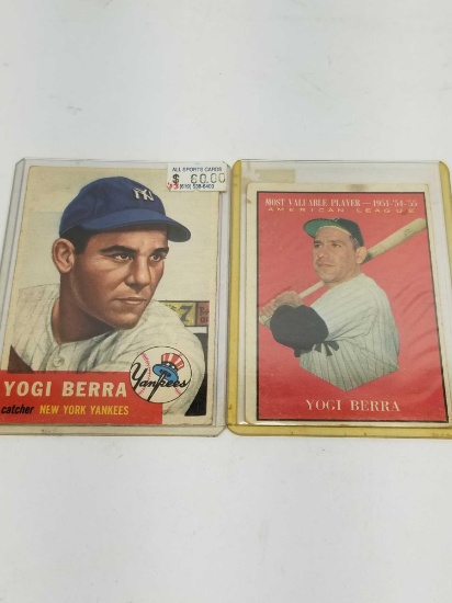 1953 1961 Topps Yogi Berra Cards 2 Units