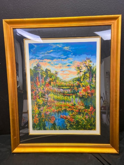 Signed framed numbered Wolf peaceful view