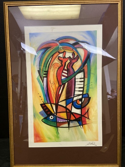 Signed and framed abstract art